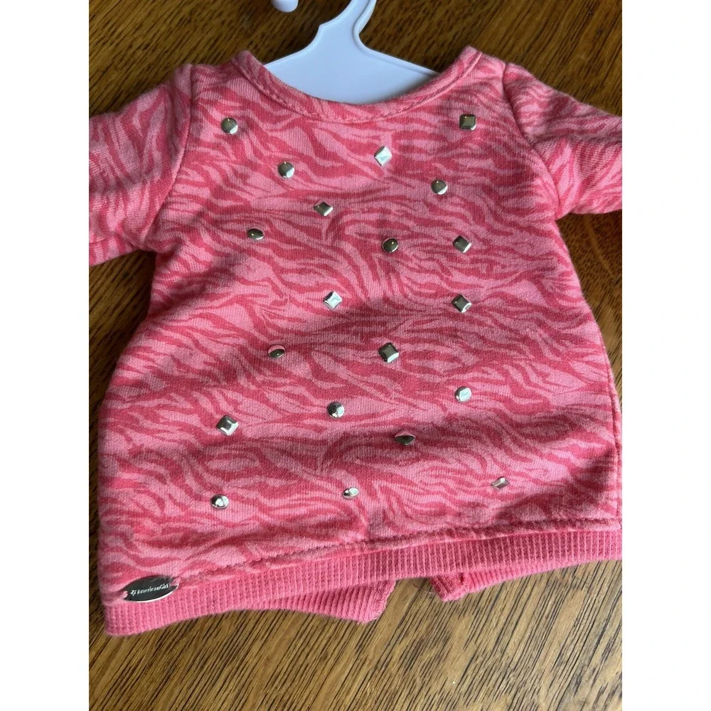 American Girl Doll‎ Coral Cutie Top Shirt Tunic Only Zebra Stripes Silver Studs
